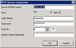 PRTG Server Connection Settings in Enterprise Console